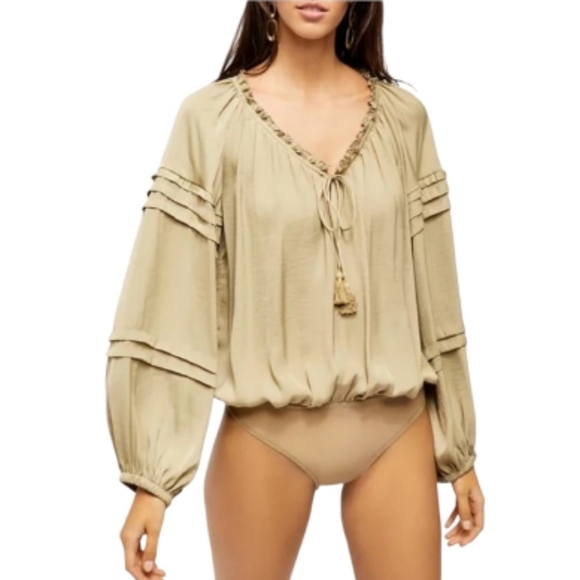 Free People Tops - Free People Intimately All Tucks Bodysuit in Salt Marsh Sz Large